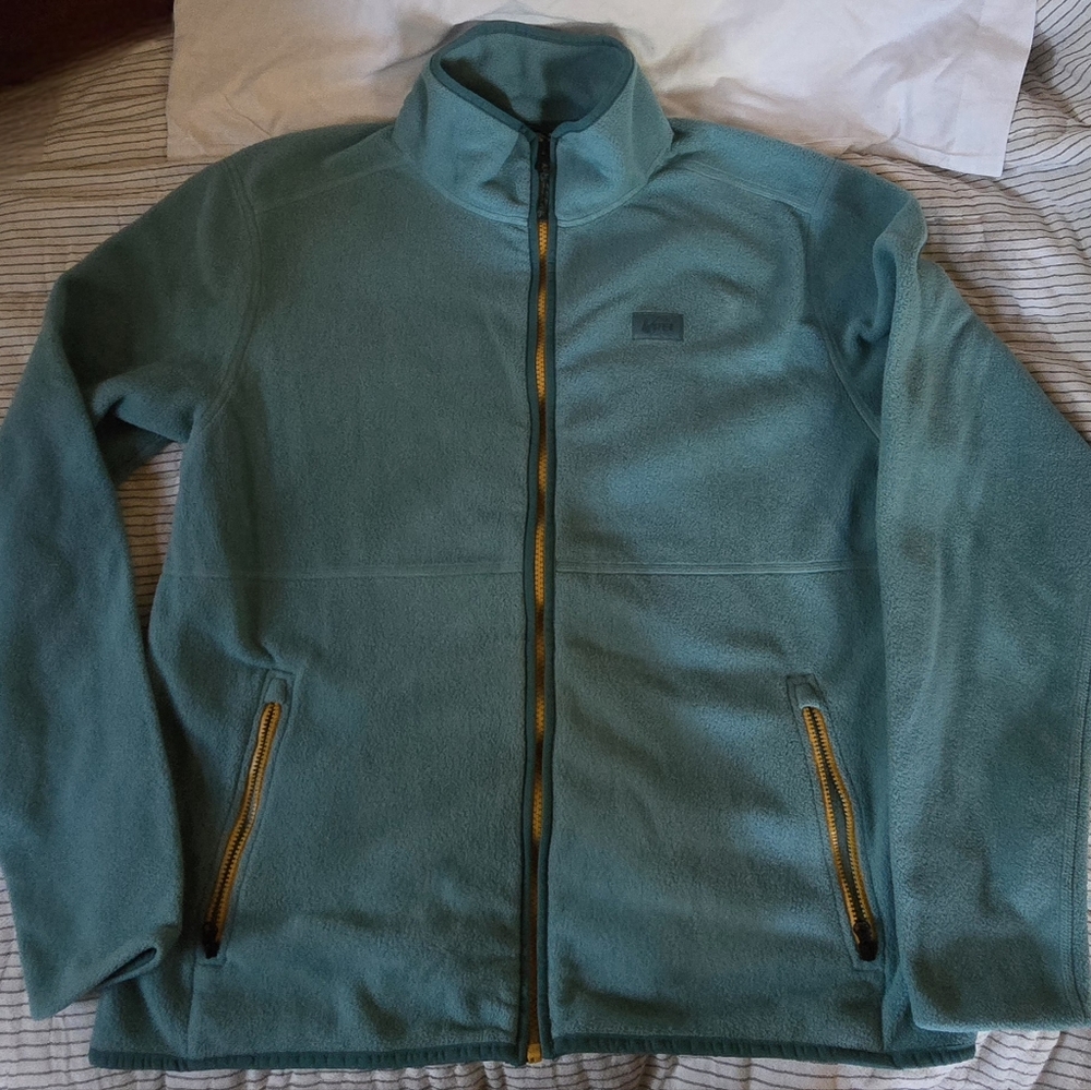 Womens Teal Fleece Jacket With Yelliw Zippers